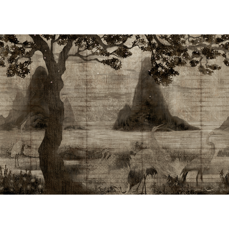 Zilant Sepia Random Chinoiseries Mural by Coordonné