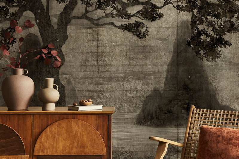 Zilant Sepia Random Chinoiseries Mural by Coordonné