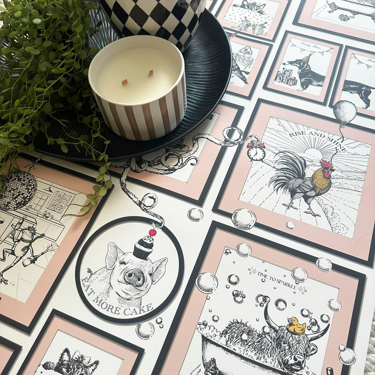 790 Mad House Pink Wallpaper by Belgravia - detail