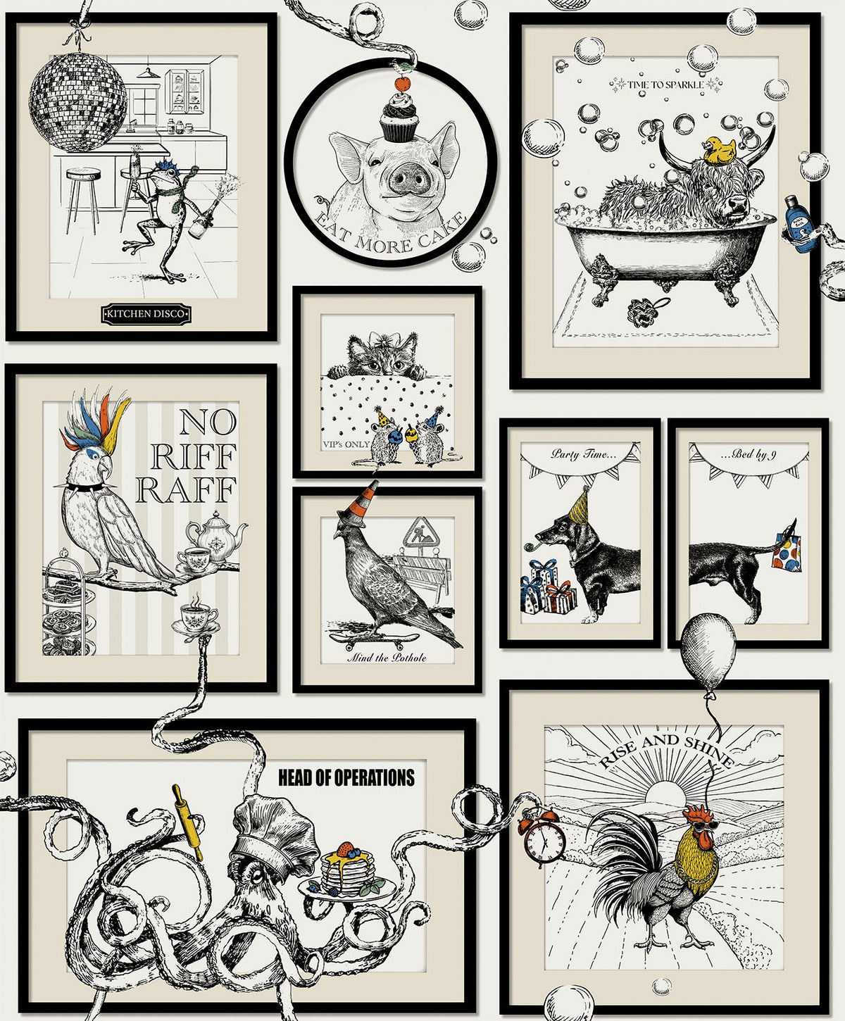 791 Mad House White Wallpaper by Belgravia - flat