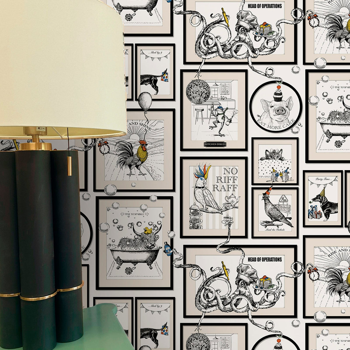 791 Mad House White Wallpaper by Belgravia - room