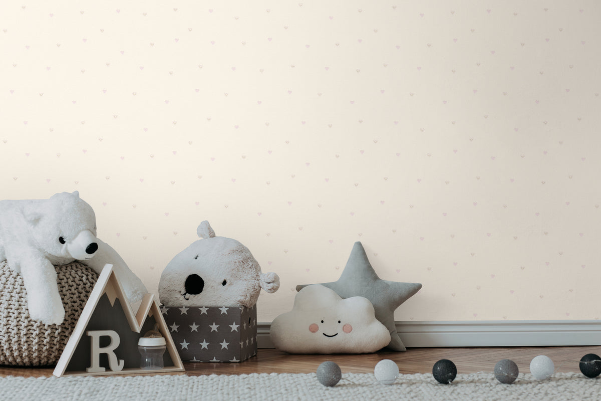 Heart White Kids Studio Wallpaper by A S Creation - room