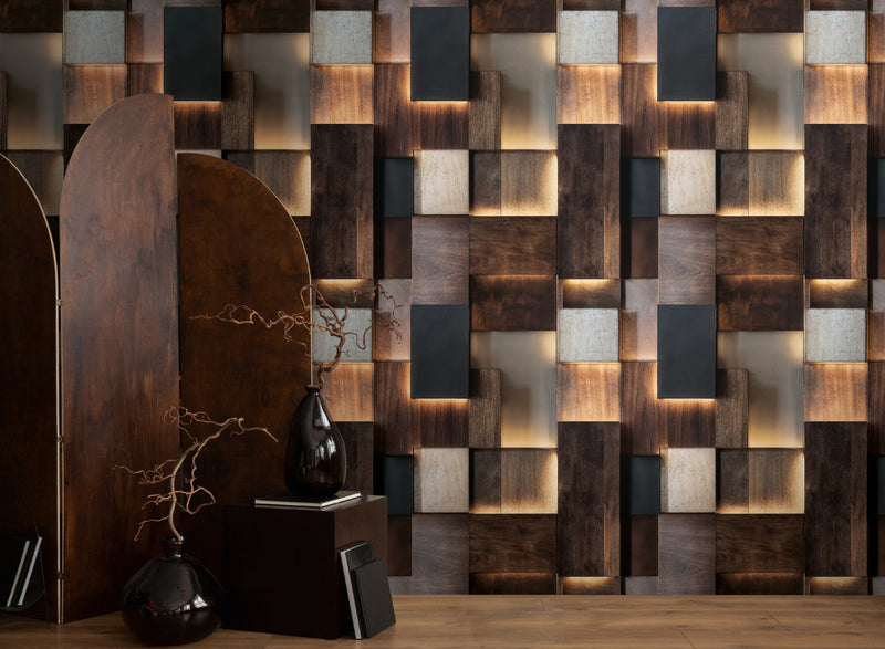 792246 The Wall 4 Brown, Cream & Yellow Mural by AS Creation