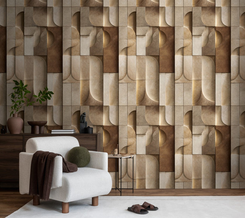 792247 The Wall 4 Brown & Cream Mural by AS Creation