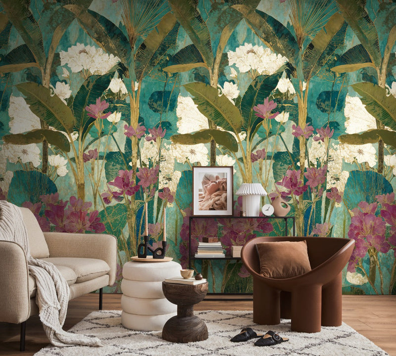 792297 The Wall 4 Brown, Green & Lilac Mural by AS Creation