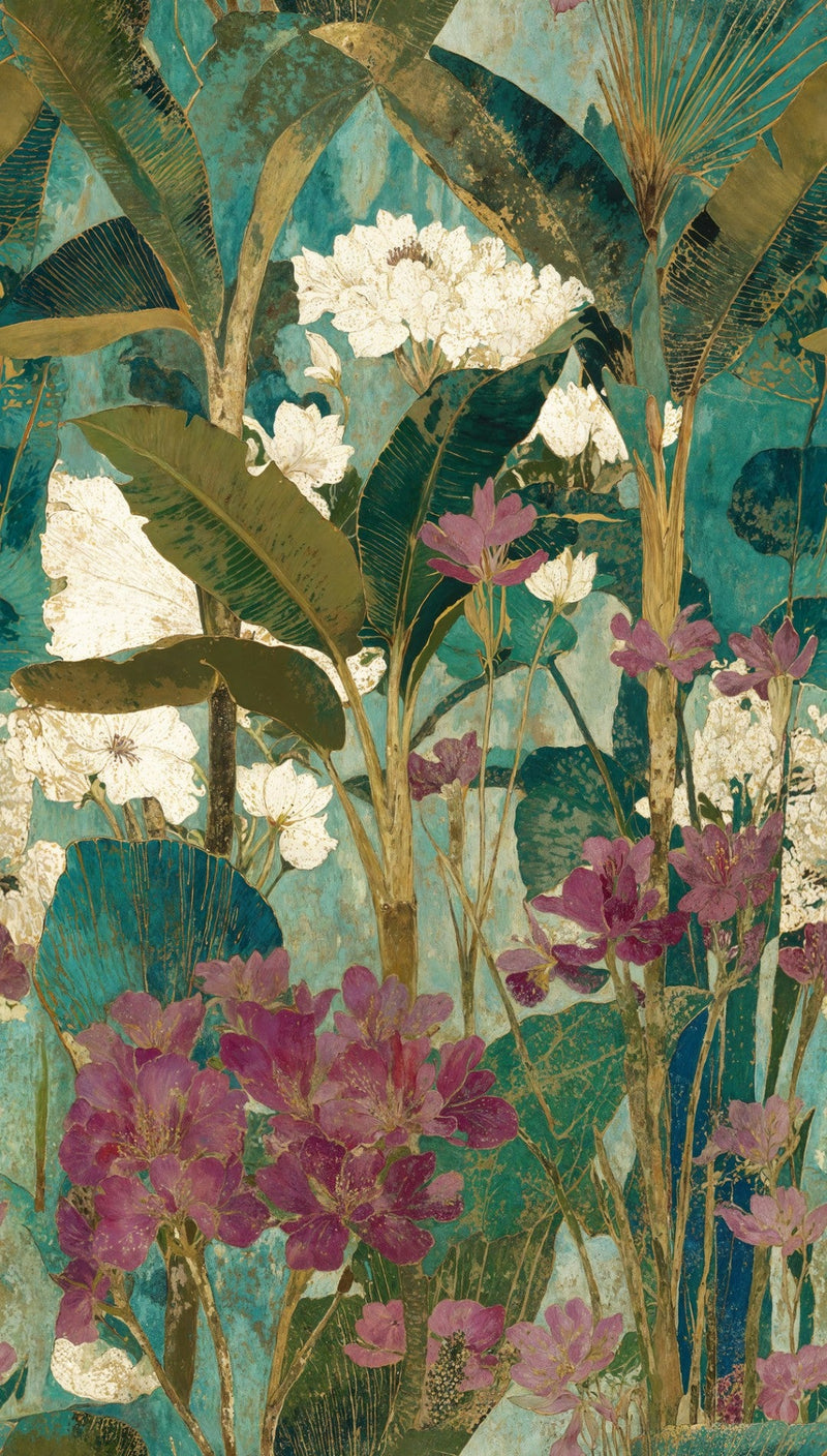 792297 The Wall 4 Brown, Green & Lilac Mural by AS Creation