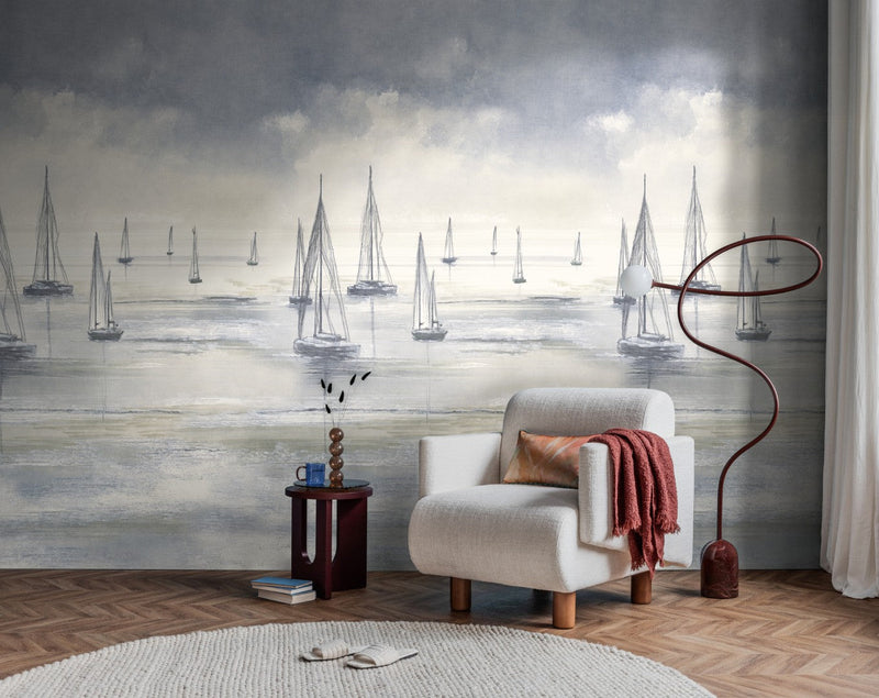 792363 The Wall 4 Blue, Grey & White Mural by AS Creation