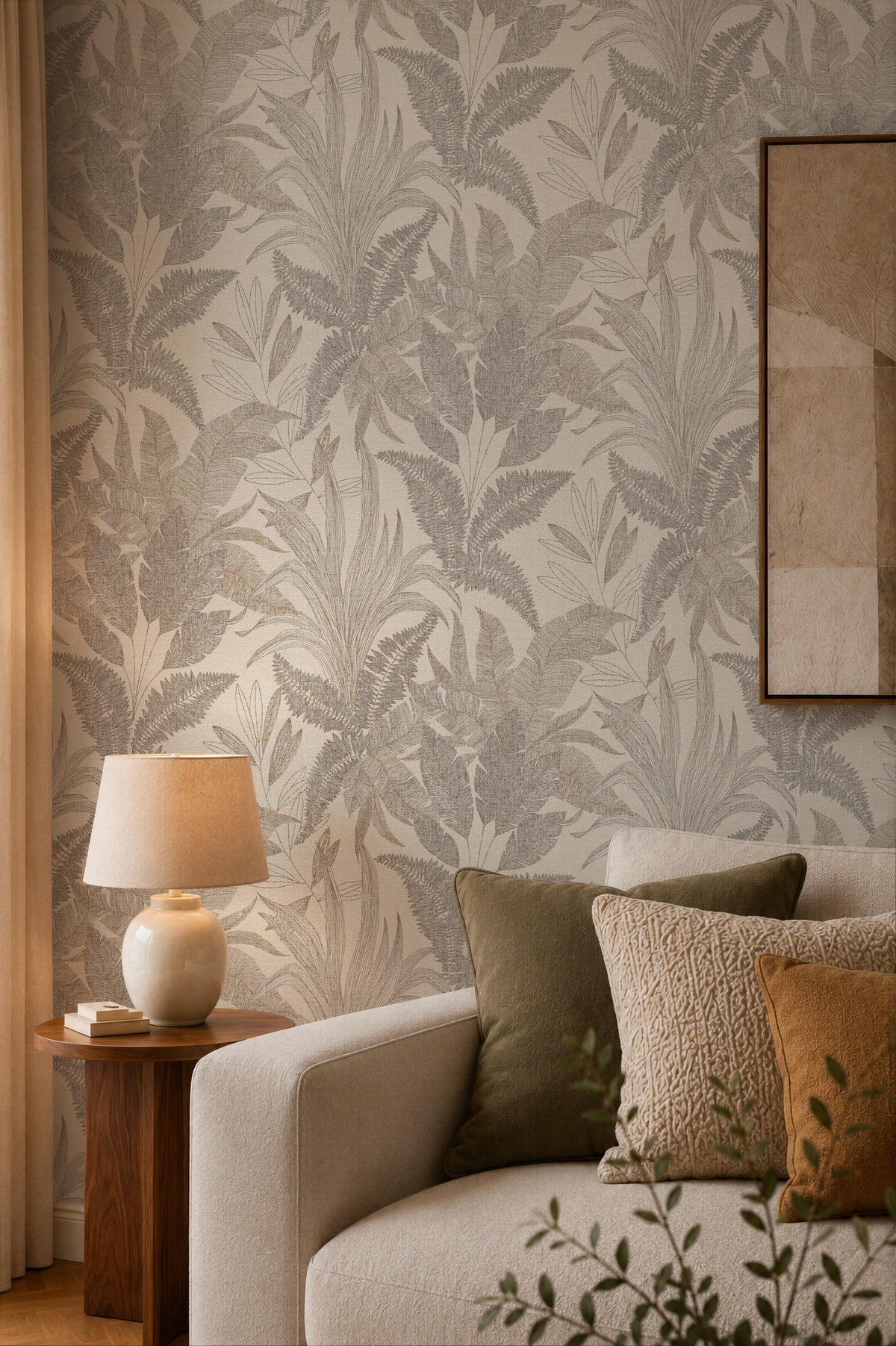 Palm Leaf Grey Cosiness Wallpaper by A S Creation