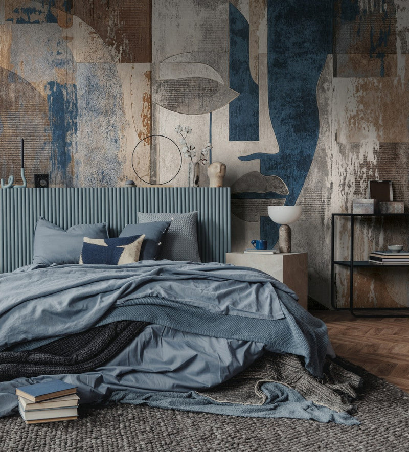792472 The Wall 4 Blue, Brown & Cream Wallpaper by AS Creation