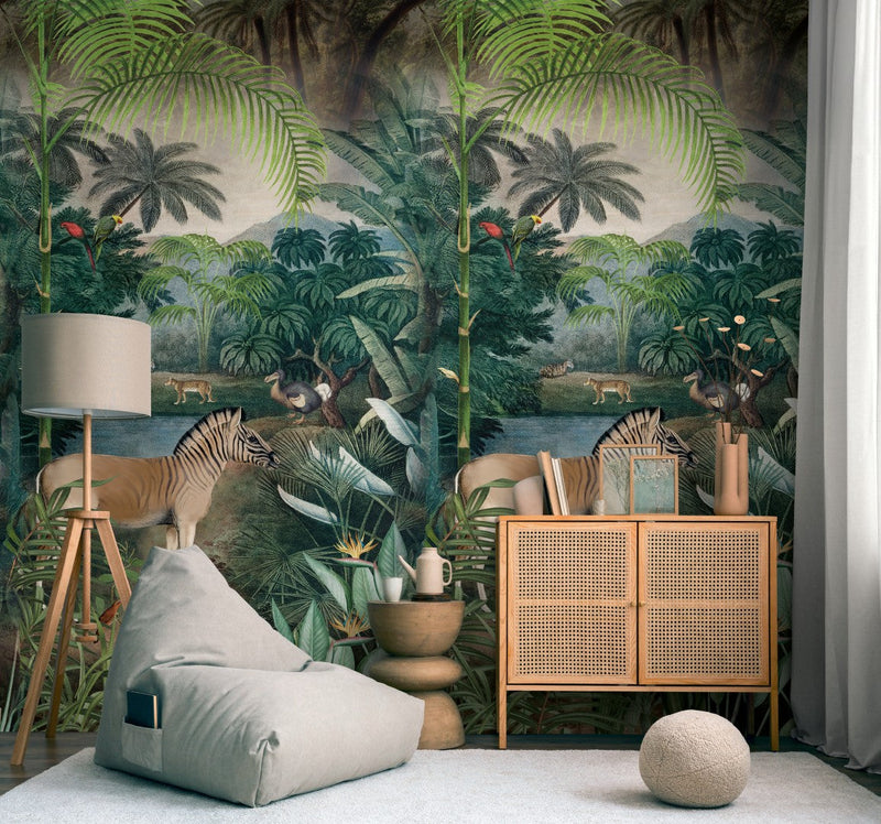 792481 The Wall 4 Brown, Multi-Colour & Green Mural by AS Creation