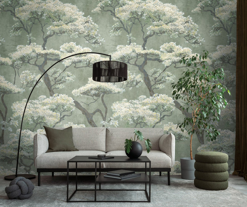 792483 The Wall 4 Cream, Grey & Green Mural by AS Creation