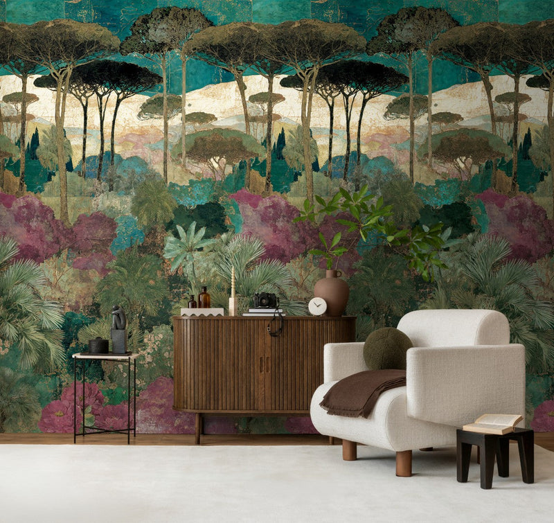 792496 The Wall 4 Cream, Green & Pink Mural by AS Creation