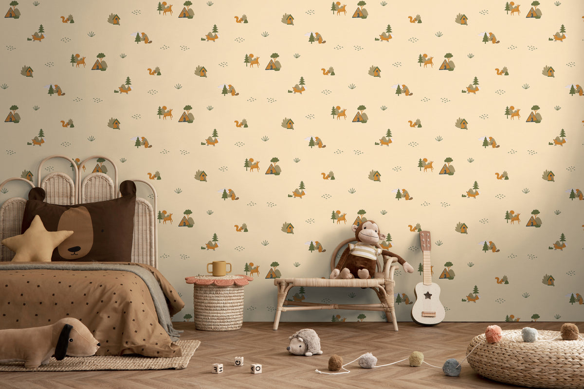 Woodland Beige Kids Studio Wallpaper by A S Creation - room