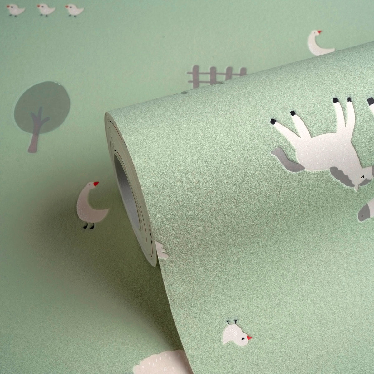 Farm Green Kids Studio Wallpaper by A S Creation - flat
