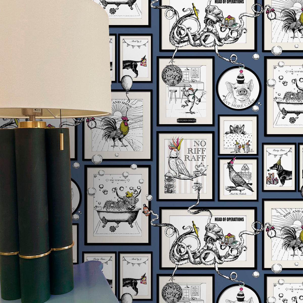 792 Mad House Blue Wallpaper by Belgravia - room