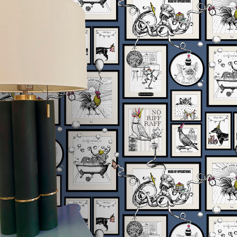 792 Mad House Blue Wallpaper by Belgravia - room
