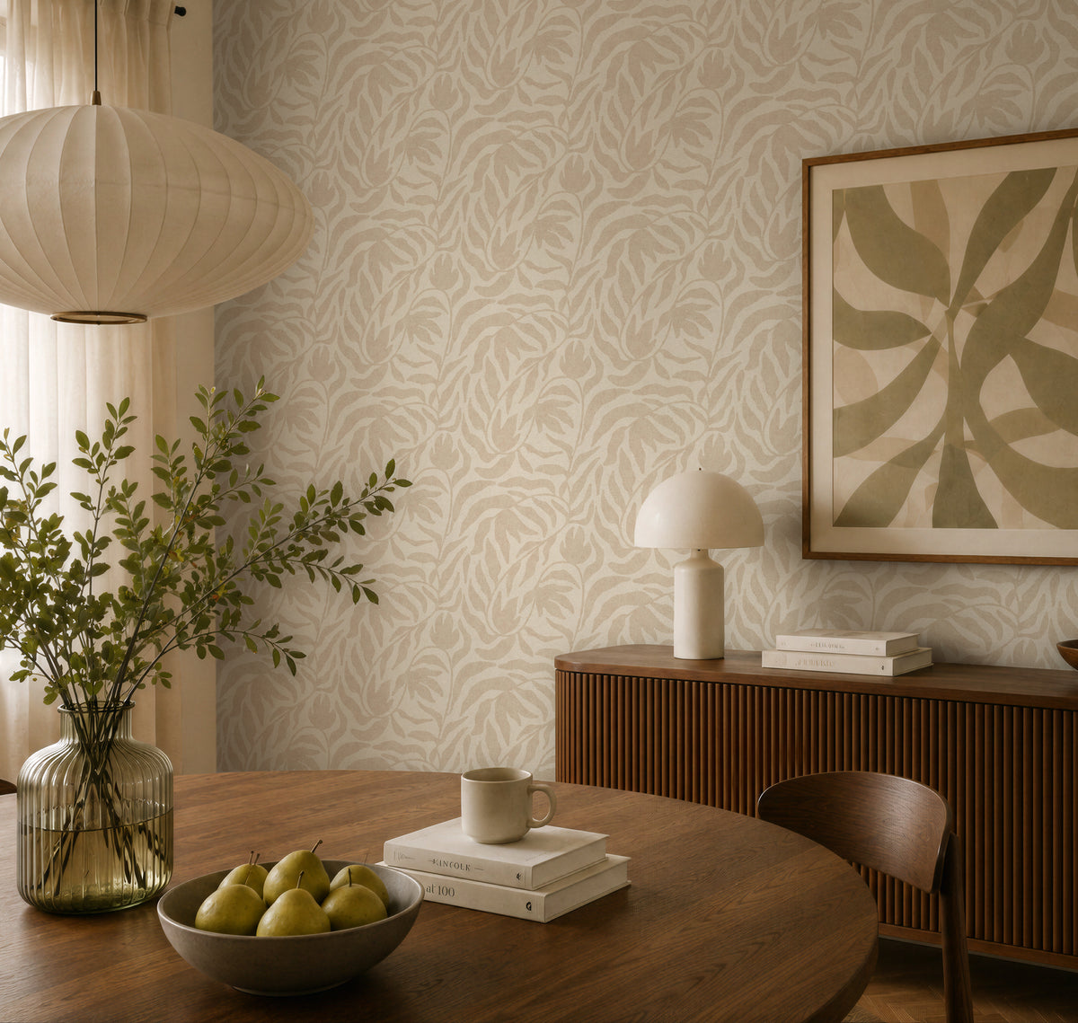 Leaf Cream Cosiness Wallpaper by A S Creation