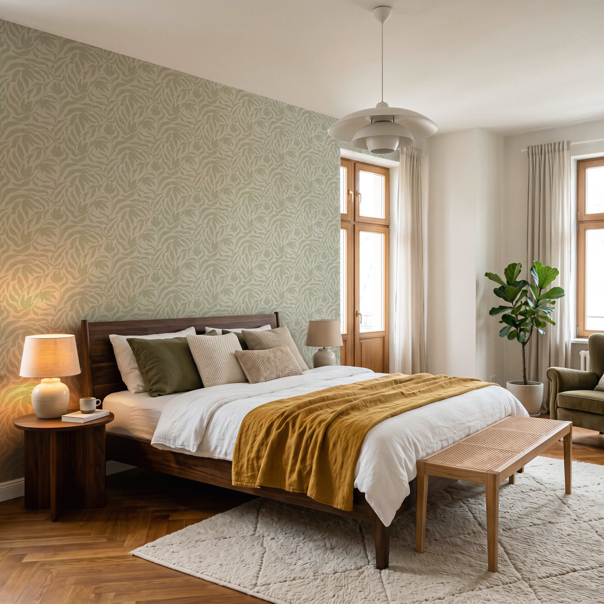 Leaf Green Cosiness Wallpaper by A S Creation - flat