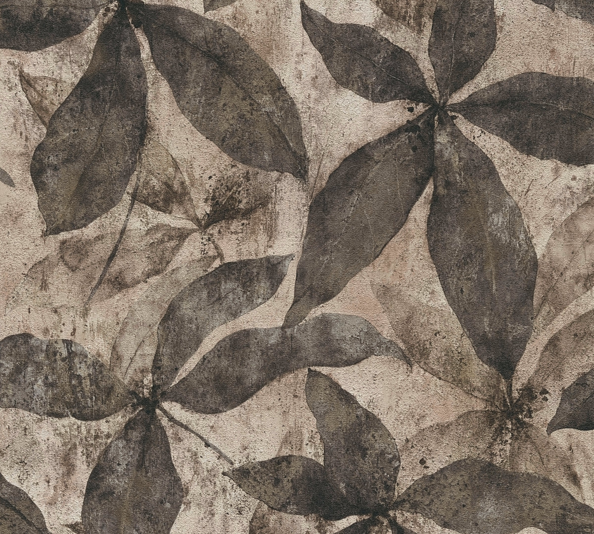 Leaf Trail Charcoal Cosiness Wallpaper by A S Creation - flat