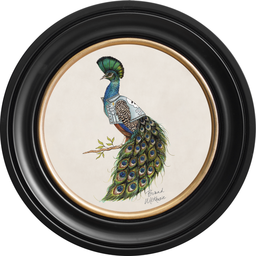 Happy Hour Bruce on Chalk White Framed Art Prints by Brand McKenzie