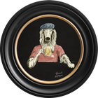 Happy Hour Bruce on Charcoal Black Framed Art Prints by Brand McKenzie