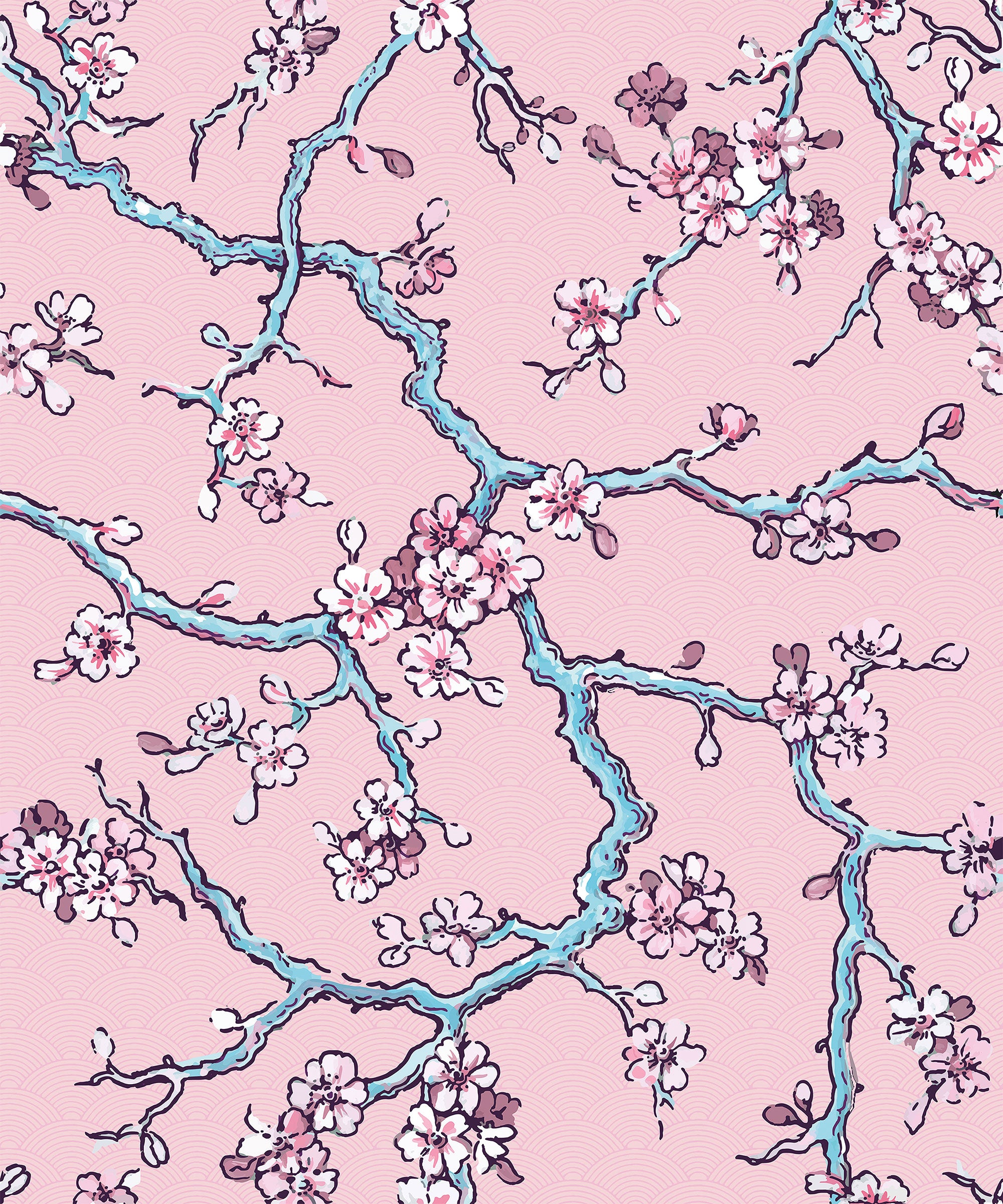 Paravent des Amandiers Pompadour Pink 40th Anniversary Wallpaper by Coordonné