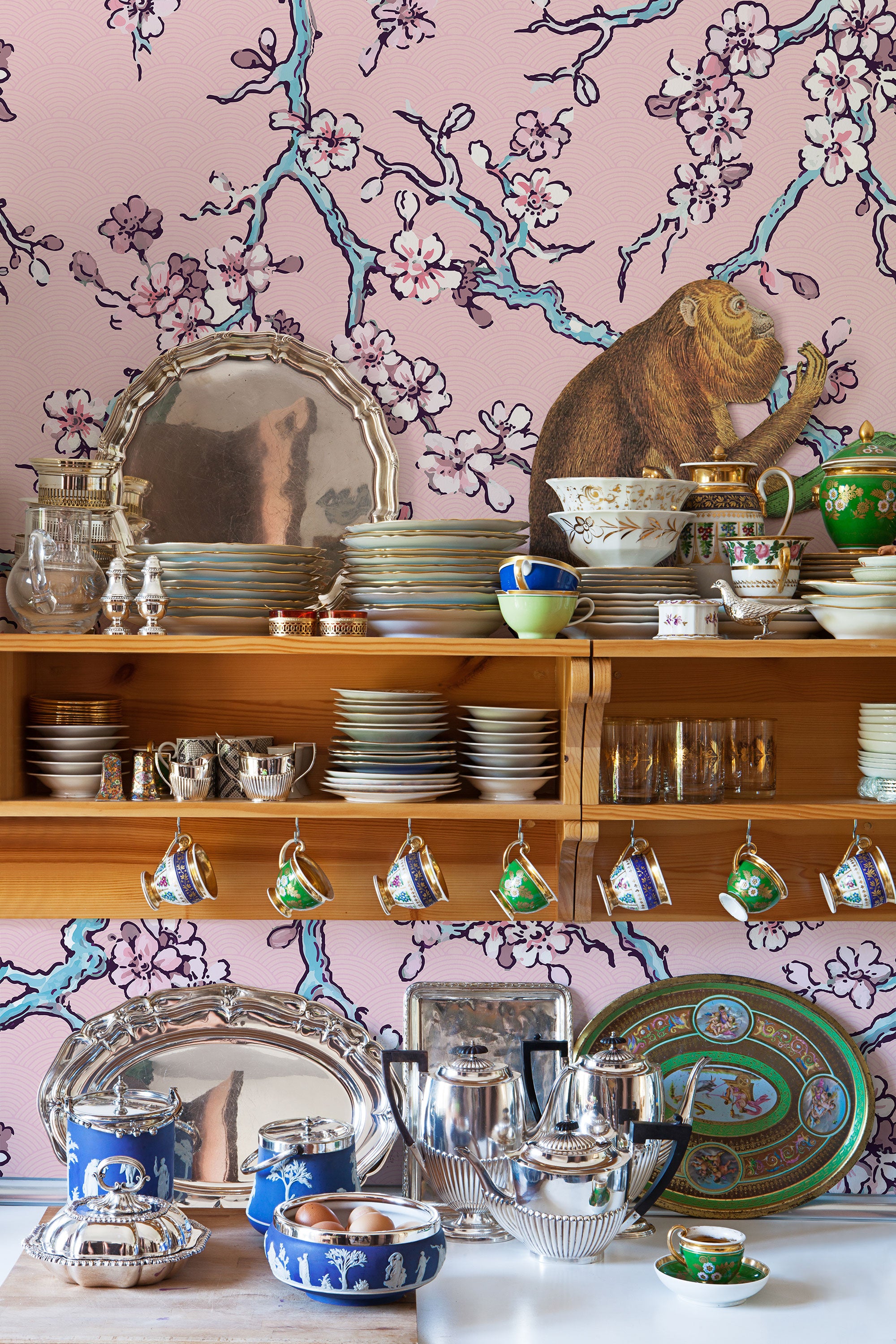 Paravent des Amandiers Pompadour Pink 40th Anniversary Wallpaper by Coordonné