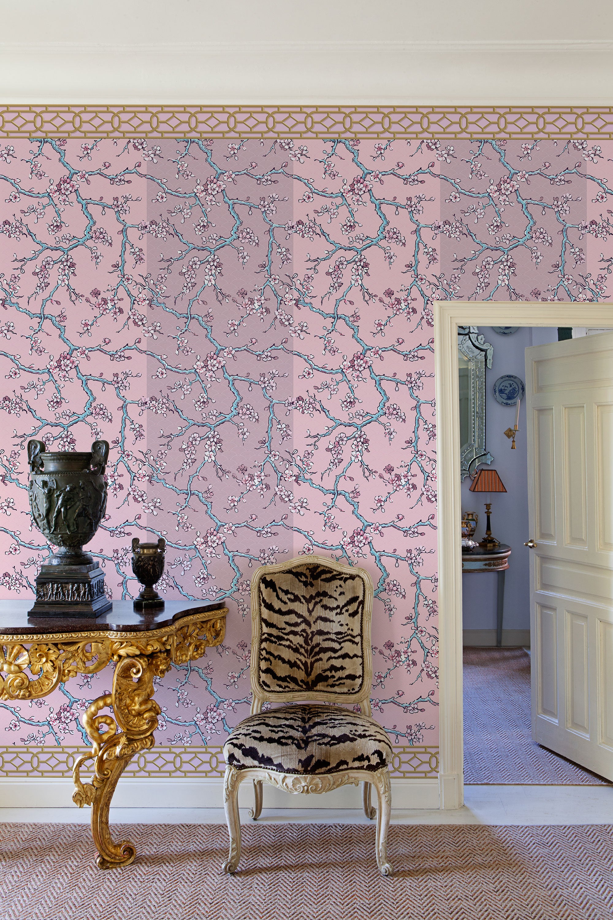 Paravent des Amandiers Pompadour Pink 40th Anniversary Wallpaper by Coordonné