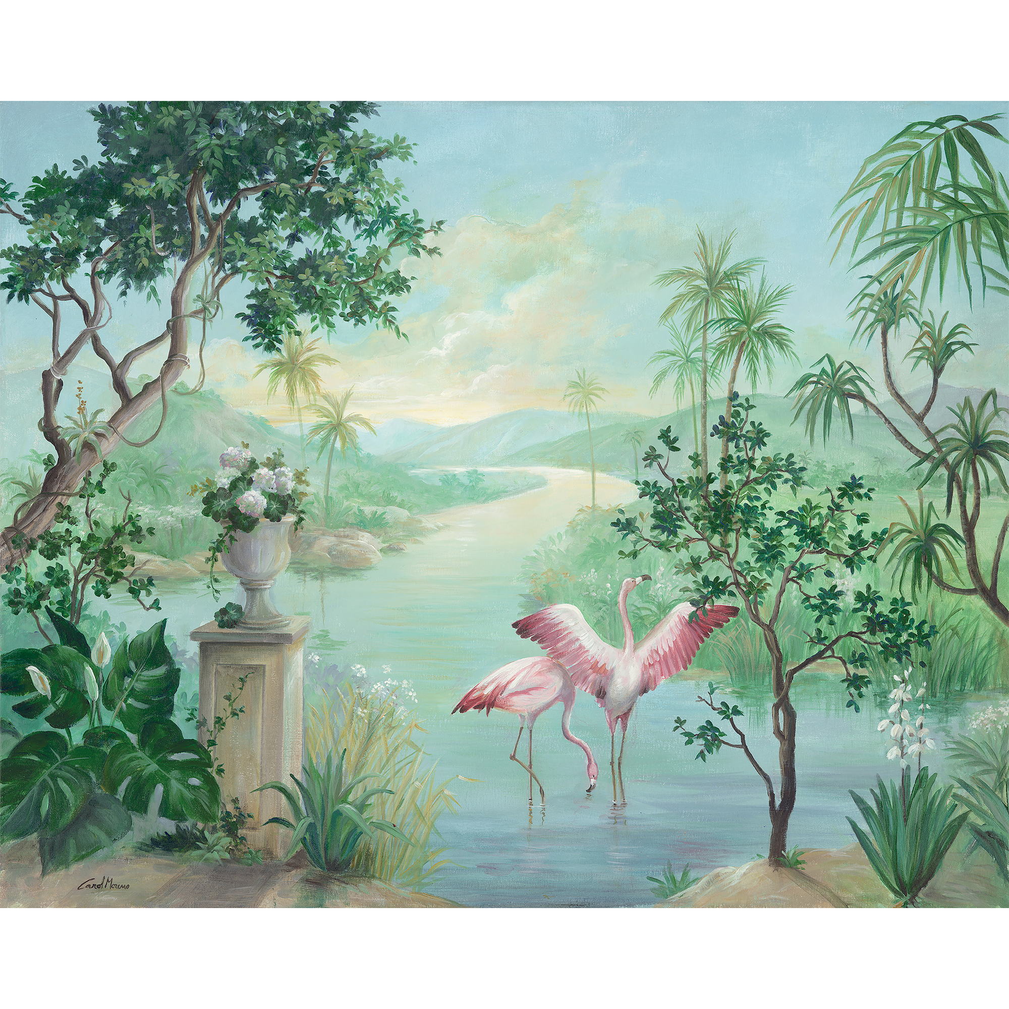 Paisaje Con Flamencos Exotismo Mural by Coordonné