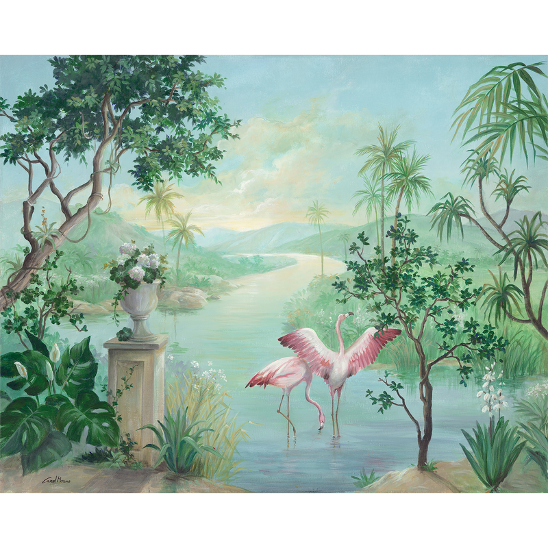 Paisaje Con Flamencos Exotismo Mural by Coordonné