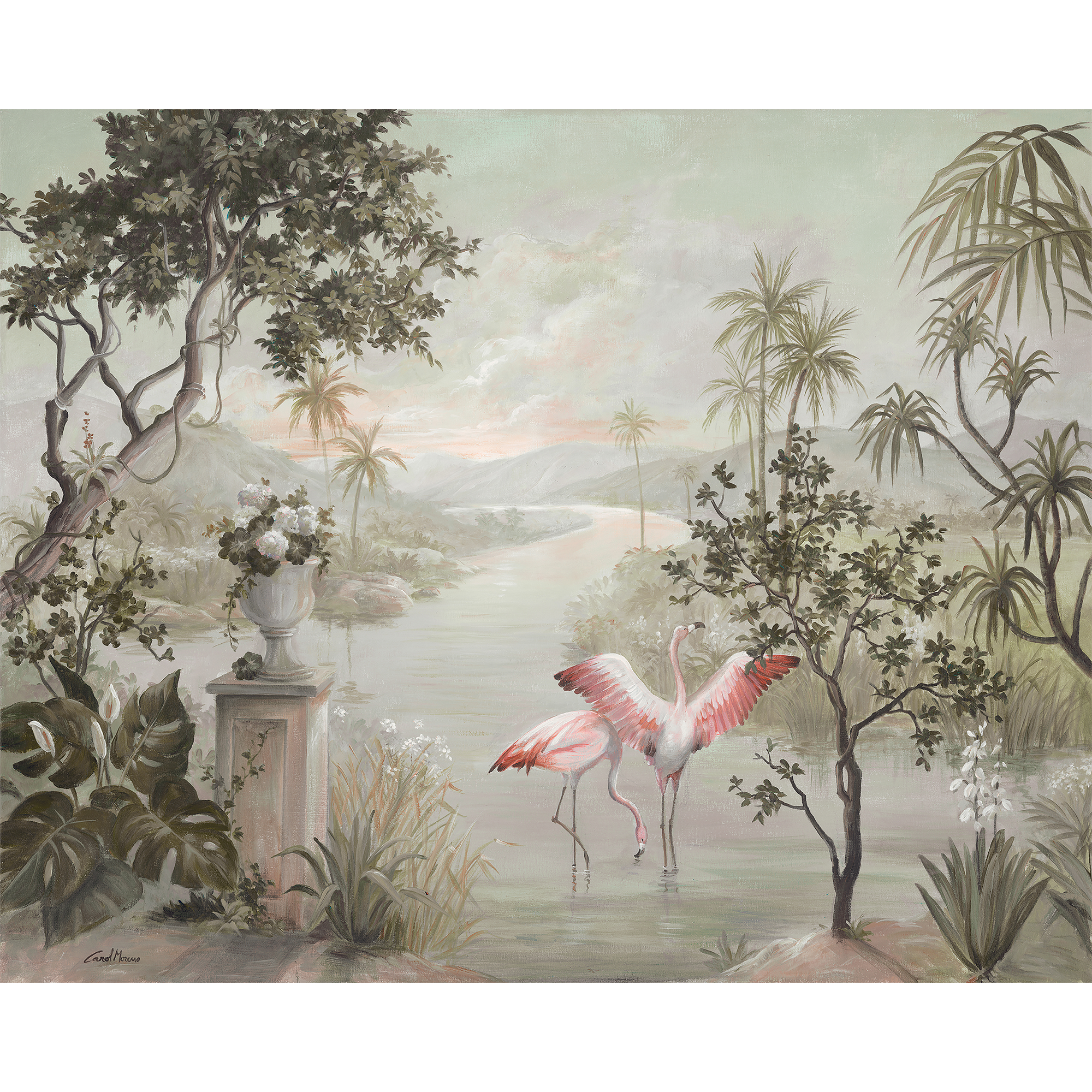 Paisaje Con Flamencos Nuevo mundo Mural by Coordonné