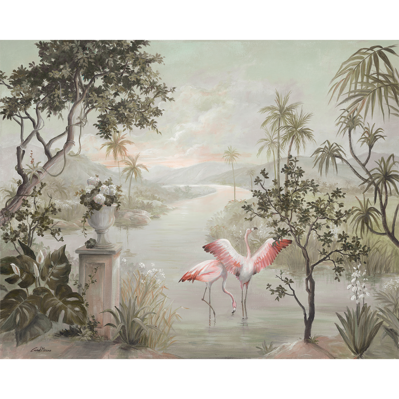 Paisaje Con Flamencos Nuevo mundo Mural by Coordonné