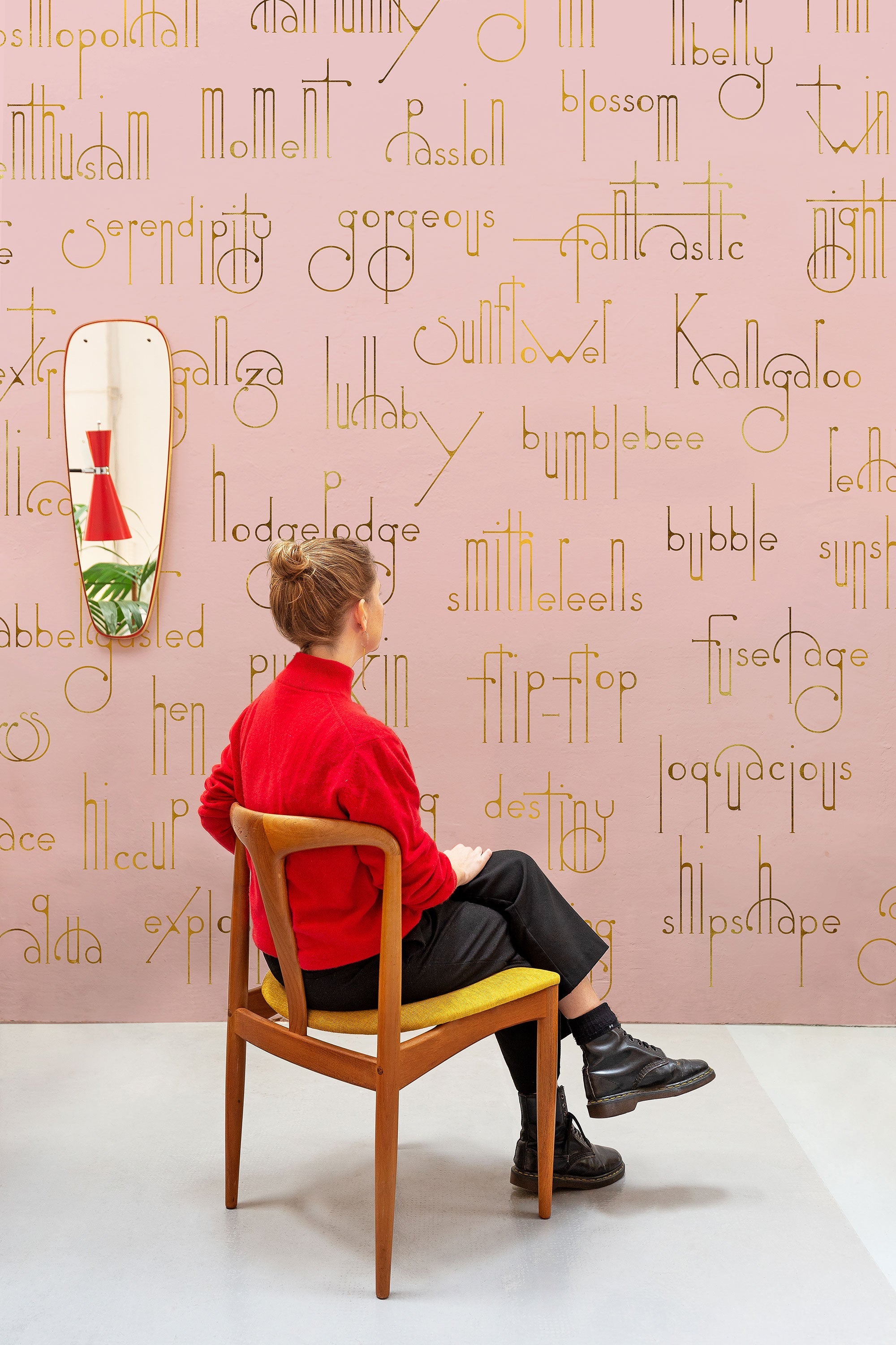 Beautiful Words Flamingo Mural by Coordonné
