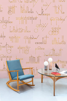 Beautiful Words Flamingo Mural by Coordonné