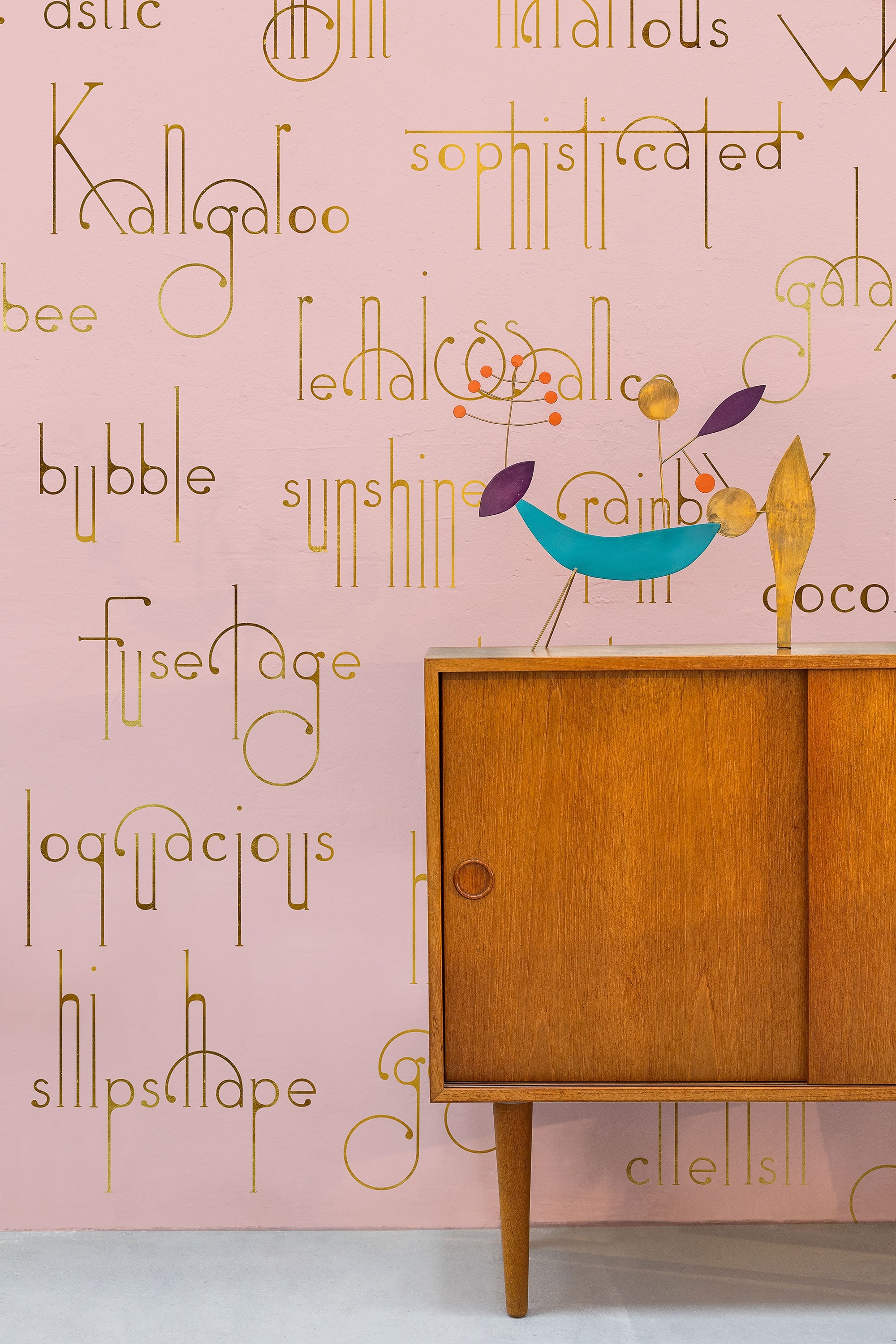 Beautiful Words Flamingo Mural by Coordonné