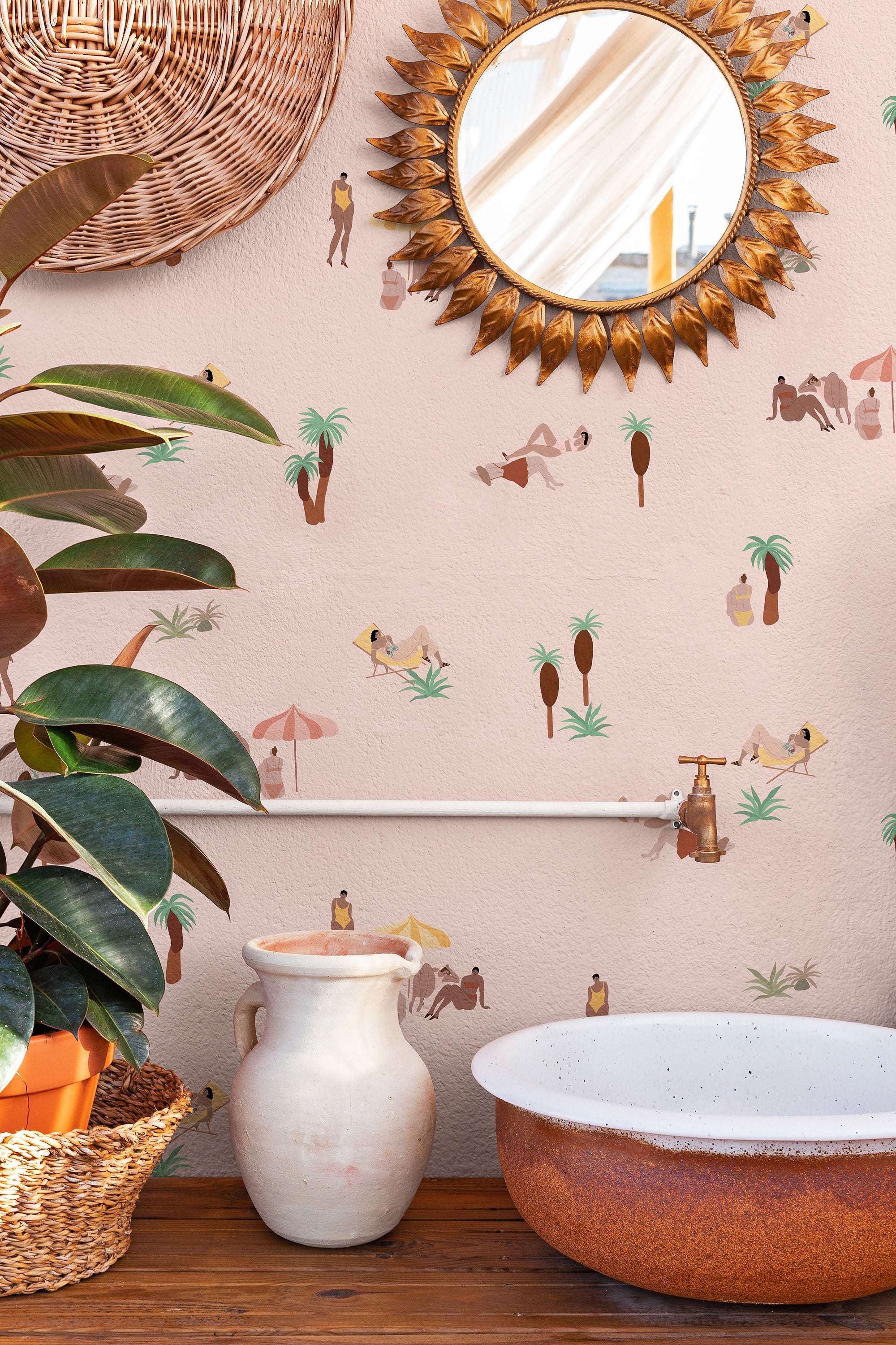 One Day at the Beach Pink Sand 40th Anniversary Wallpaper by Coordonné
