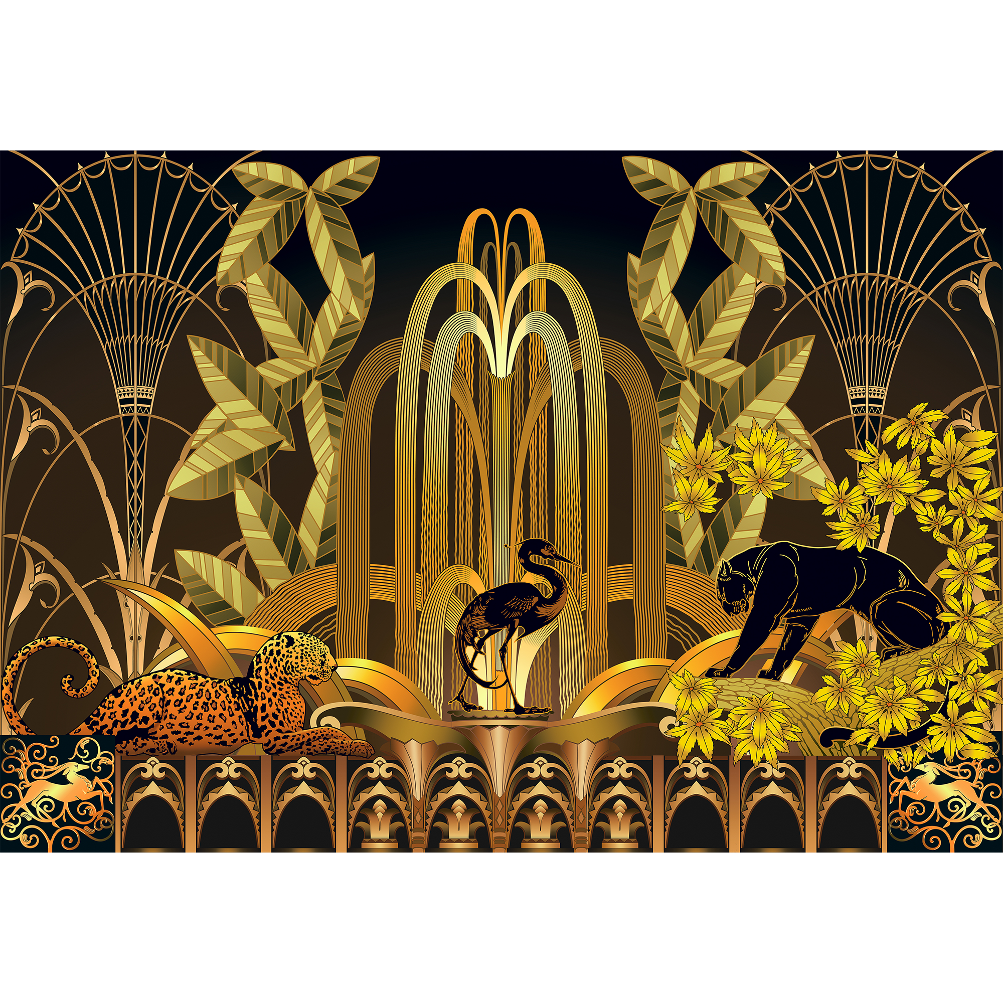 Rue Babylone Gold Mural by Coordonné