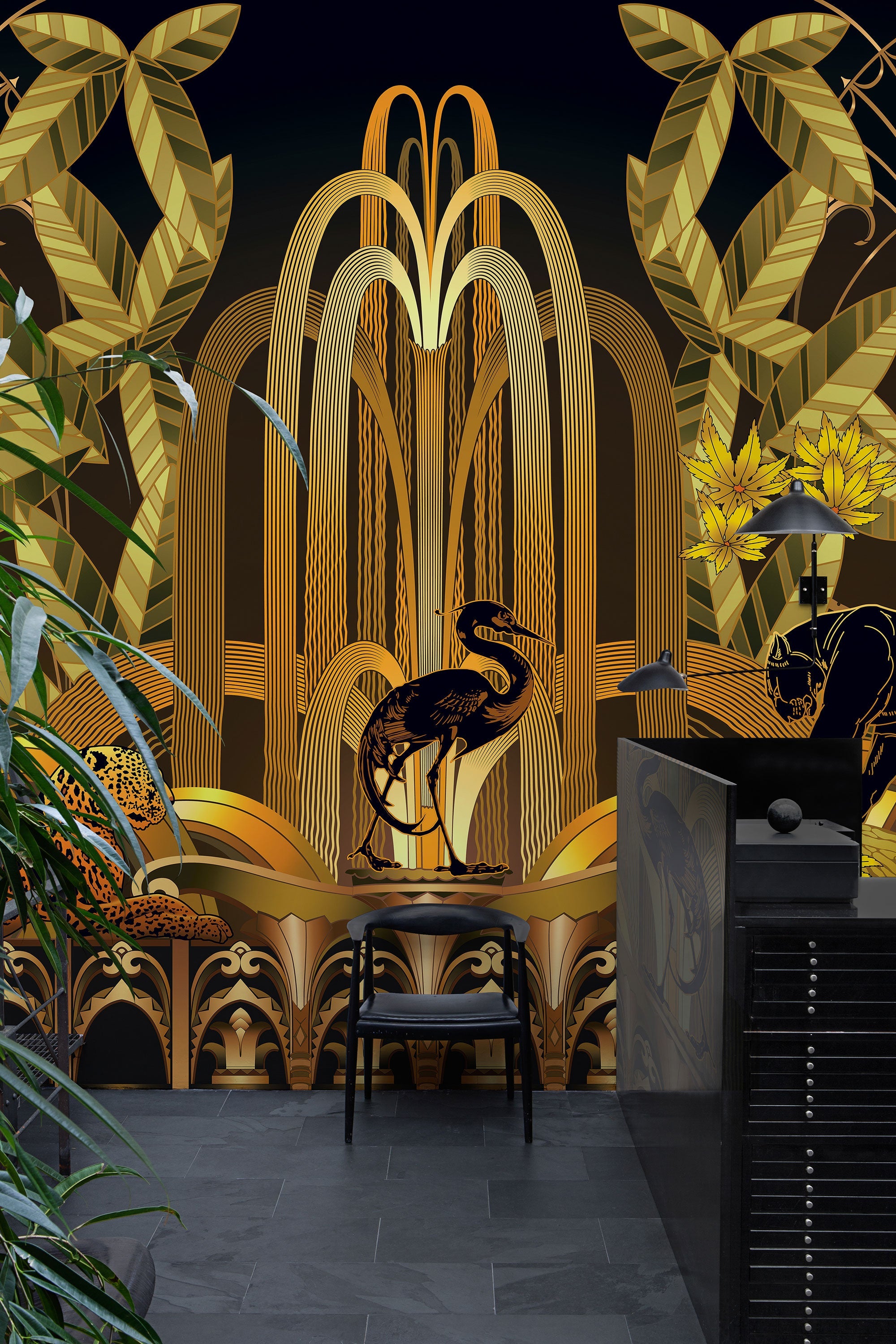 Rue Babylone Gold Mural by Coordonné
