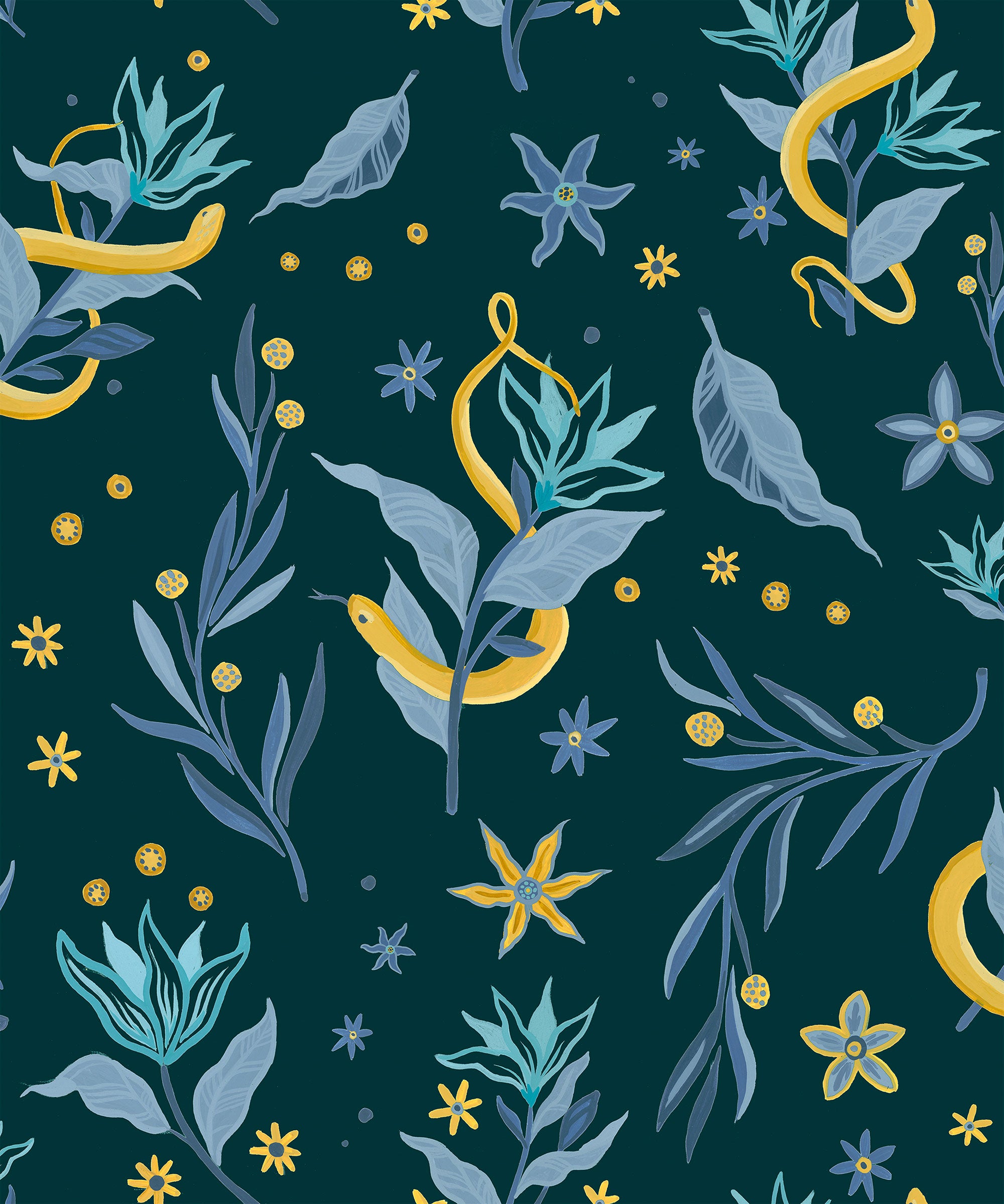 Serpientes y Flores Dark 40th Anniversary Wallpaper by Coordonné