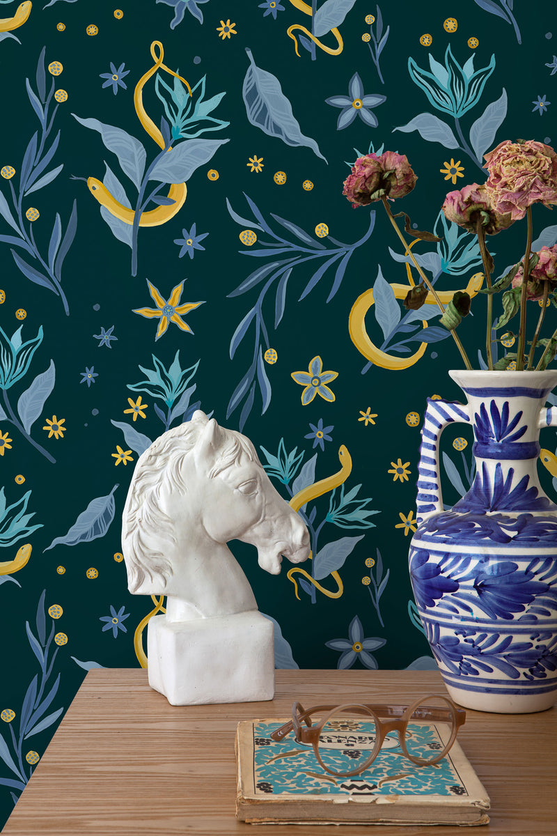 Serpientes y Flores Dark 40th Anniversary Wallpaper by Coordonné
