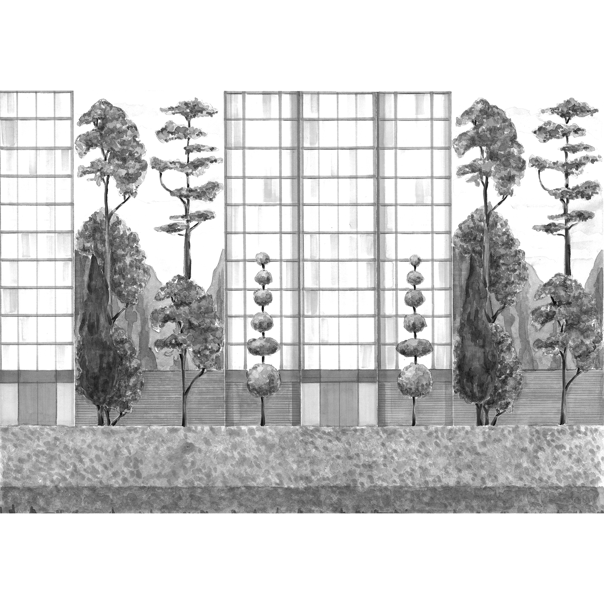 Urban Garden Black&White Mural by Coordonné