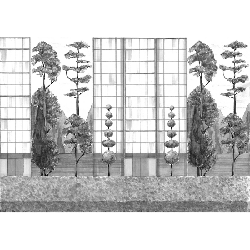 Urban Garden Black&White Mural by Coordonné