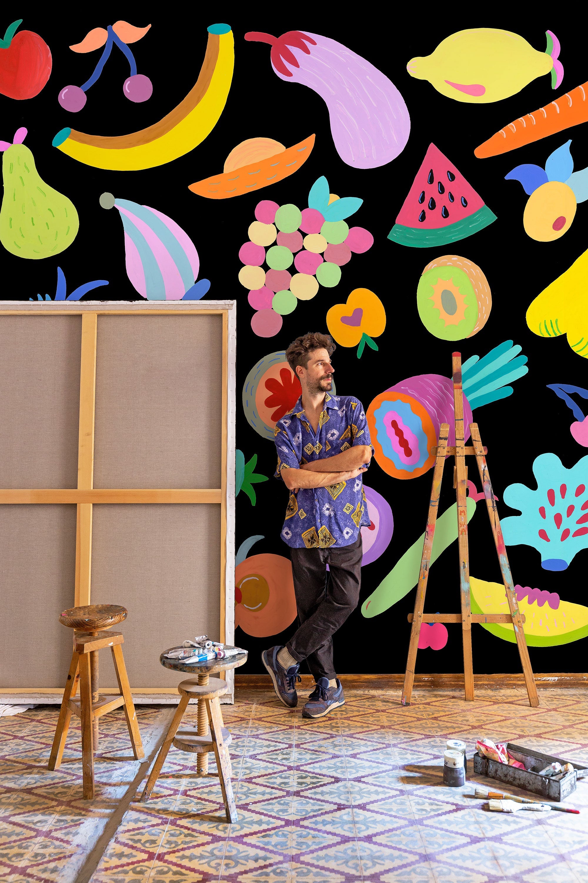 Sabor Mediterráneo Tropical night Mural by Coordonné
