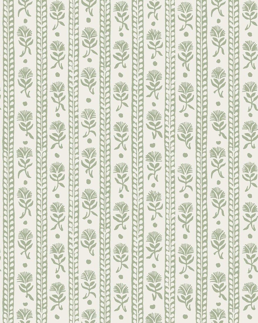8051 Nejlikerand Light Green Anno II Wallpaper by Boråstapeter