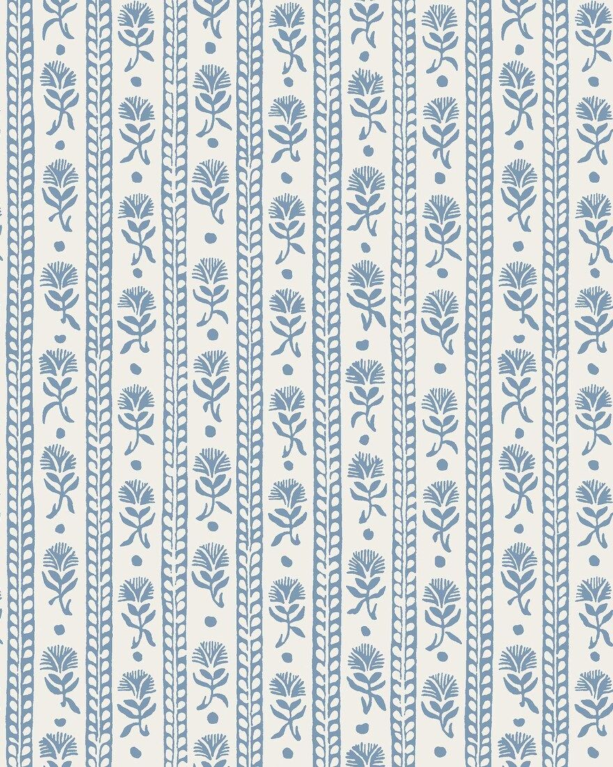 8052 Nejlikerand Light Blue Anno II Wallpaper by Boråstapeter