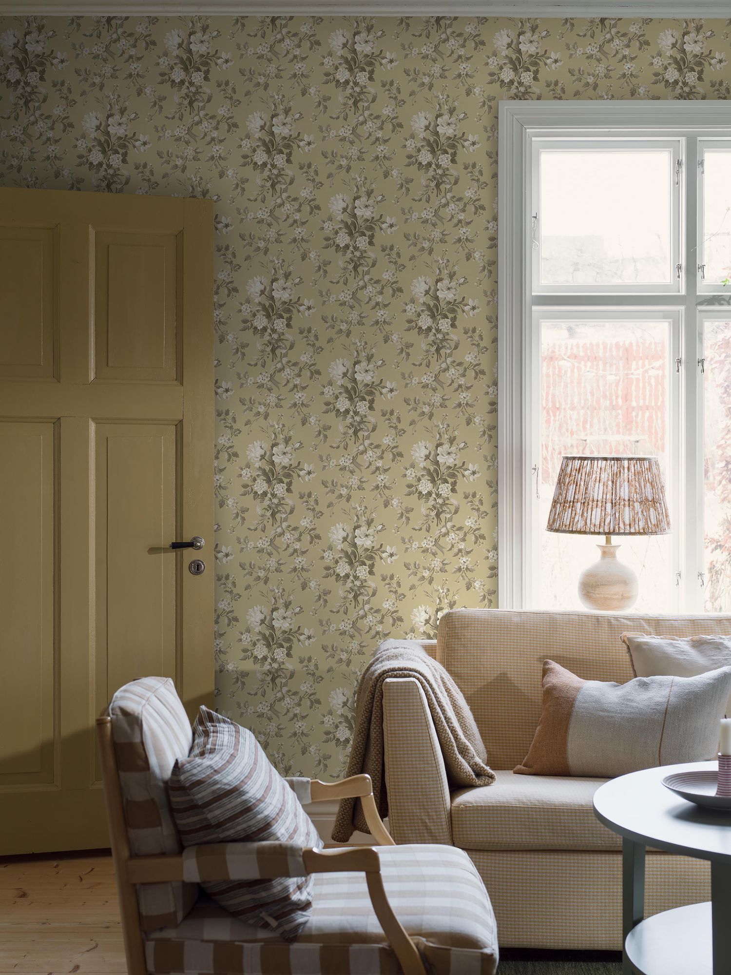 8063 Tullgarn Light Yellow Anno II Wallpaper by Boråstapeter