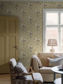 8063 Tullgarn Light Yellow Anno II Wallpaper by Boråstapeter