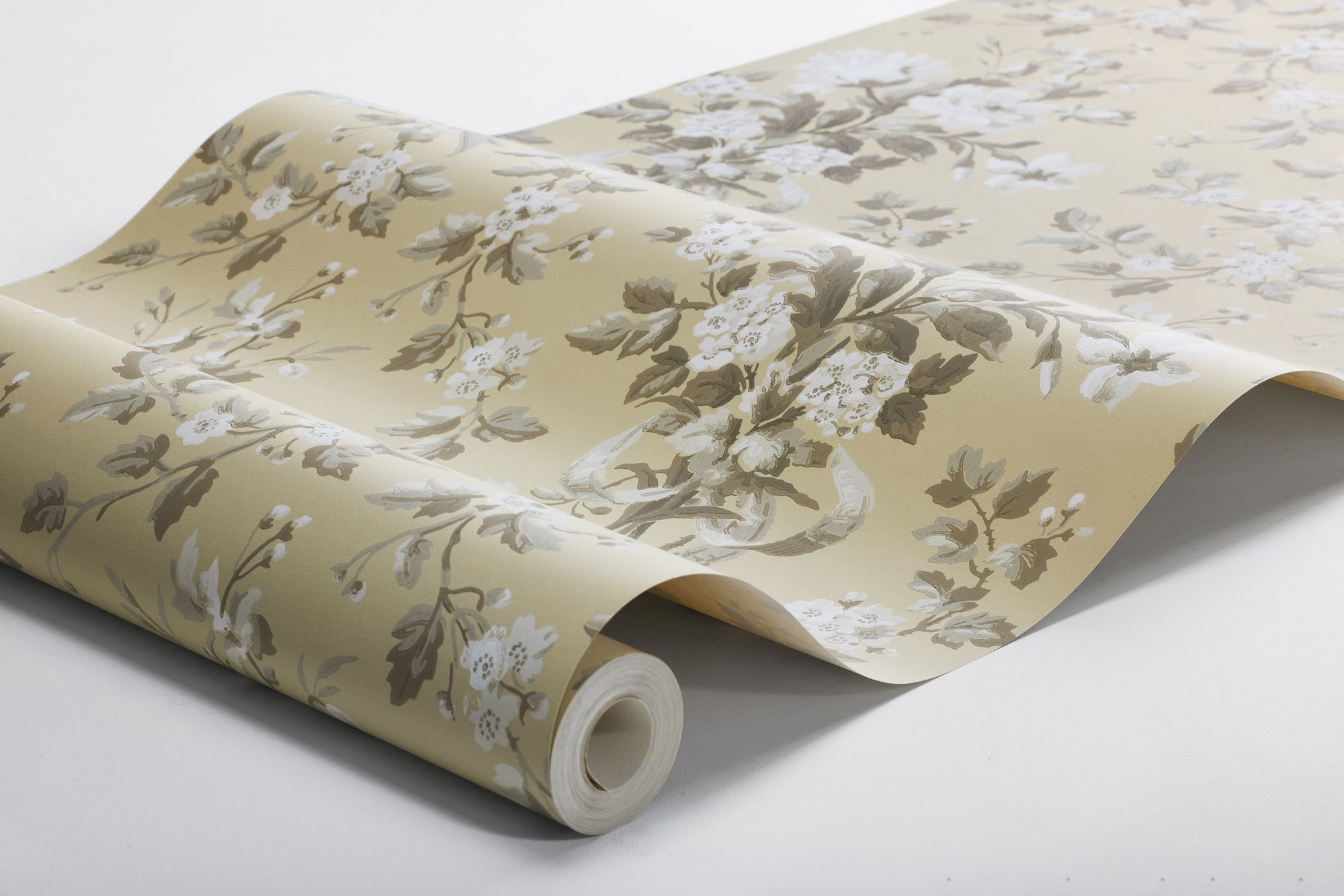 8063 Tullgarn Light Yellow Anno II Wallpaper by Boråstapeter