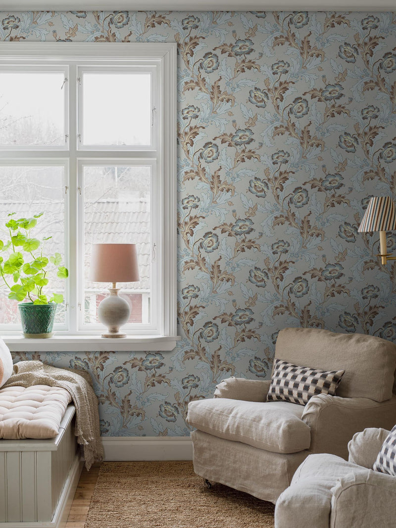8070 Göteborg Light Blue Anno II Wallpaper by Boråstapeter