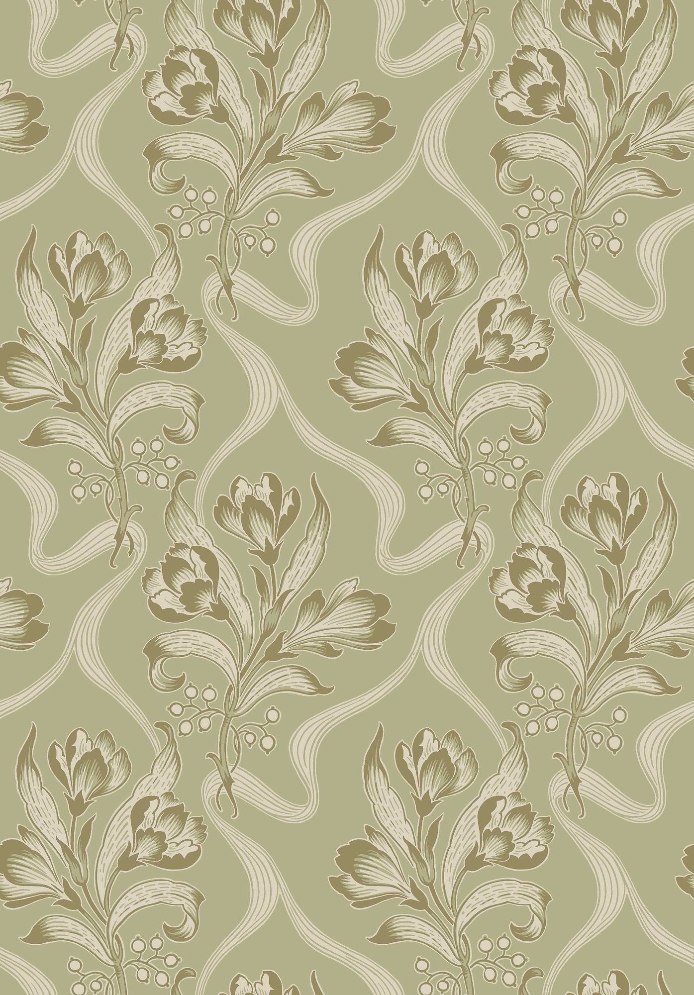 8071 Jugendbukett Light Green Anno II Wallpaper by Boråstapeter